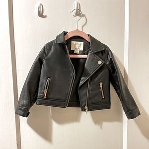 Kate Spade Kids Black leather jacket 24M